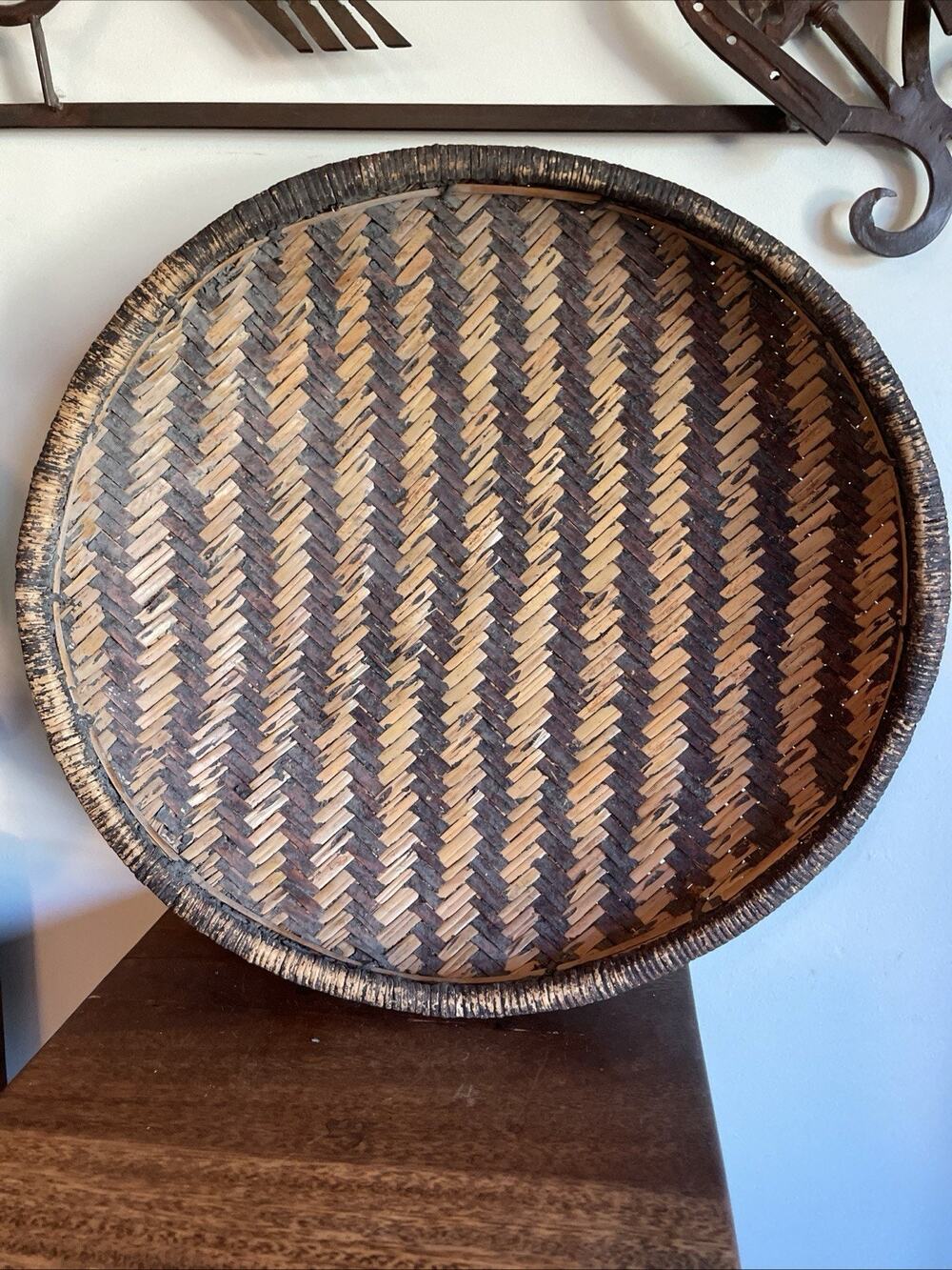 Kenya African Winnowing Tray Basket. 17”x4”